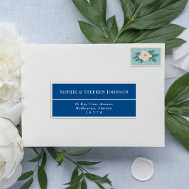 Elegant Navy Blue Wedding Guest Address Aufkleber