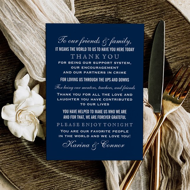 Elegant Navy Blue Wedding Guest Dankeskarte (Von Creator hochgeladen)