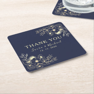 Elegant Navy Blue Wedding Rechteckiger Pappuntersetzer