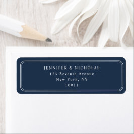 Elegant Navy Blue Wedding Return Address