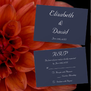 Elegant Navy Blue Wedding RSVP Einladungskarte