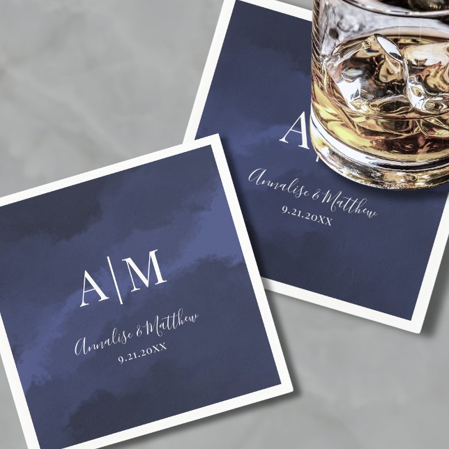 Elegant Navy Blue Wedding Serviette (Elegant Navy Blue Wedding Napkins)