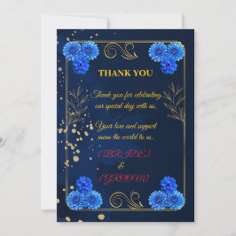 Elegant Navy Blue Wedding Thank You Template Dankeskarte