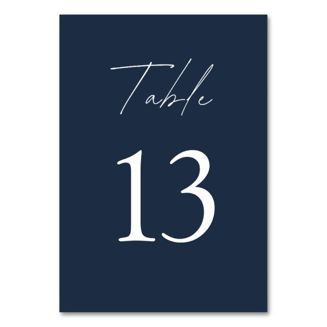 Elegant Navy Blue Wedding Tischnummer (Vorderseite)