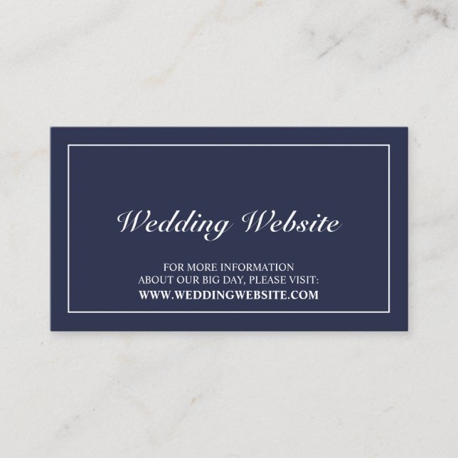 Elegant Navy Blue Wedding Website Begleitkarte (Vorderseite)