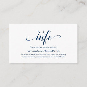 Elegant Navy Blue, Wedding Website Details Begleitkarte