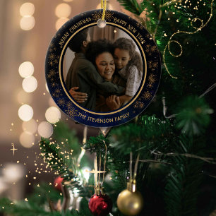 Elegant Navy Blue Weihnachten 2-seitige Ornament