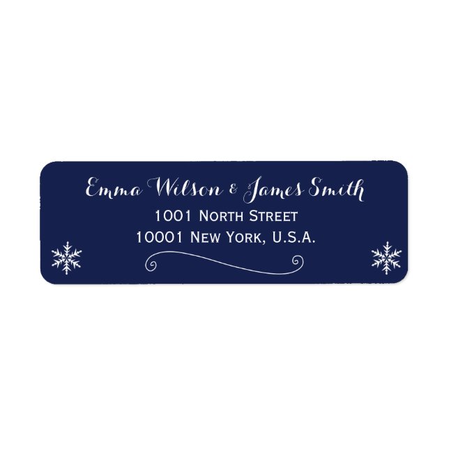 Elegant Navy Blue White Christmas Address Labels (Vorne)