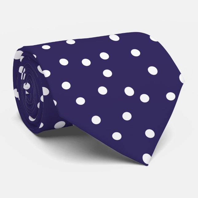 Elegant Navy Blue White Dots Pattern Groom Gift   Krawatte (Gerollt)