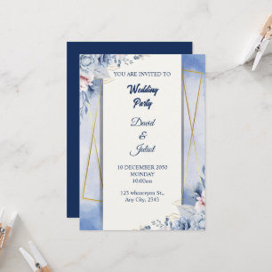Elegant Navy Blue & White Einladung