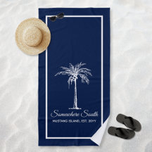 Elegant Navy Blue White Palm Tree Personalisiert