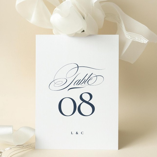 Elegant Navy Blue White Wedding 5 x 7 Table Number Einladung (Von Creator hochgeladen)