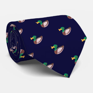 Elegant Navy Blue Wild Duck Pattern Krawatte