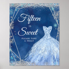 Elegant Navy Blue Winter Quinceanera 15. ist süß Poster