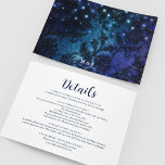 Elegant Navy Blue Winter Wedding Details Begleitkarte<br><div class="desc">Elegante marineblaue und weiße Winter Hochzeitseinladung Details Karte, um die Suite mit der Website, Empfang-Informationen, Unterkunft und Transport-Informationen. Es zeichnet sich durch einen einzigartigen zauberhaften oder skurrilen Hintergrund eines Blumenmusters und Schneedetails aus, die wie Saitenleuchten auf der Rückseite mit einem Monogramm der Initialen des Paares aussehen. Mit einem serifenlosen Schriftart,...</div>