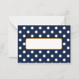 Elegant Navy Blue with White Daisy Pattern Mitteilungskarte