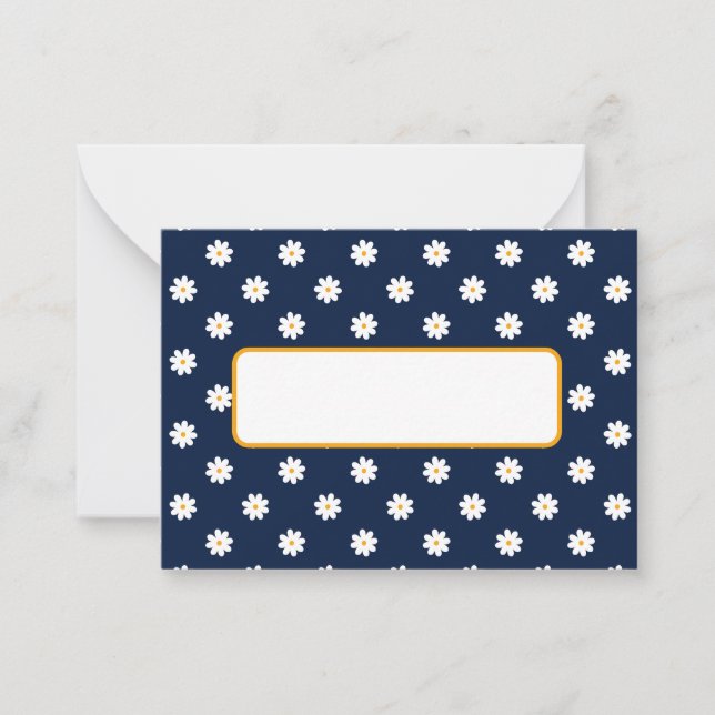 Elegant Navy Blue with White Daisy Pattern Mitteilungskarte (Vorderseite)