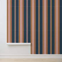 Elegant Navy Brown Pink Ticking Stripe