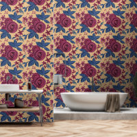 Elegant Navy Burgundy Floral Watercolo