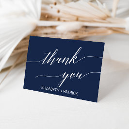 Elegant Navy Calligrafy Dankeschön Card Dankeskarte