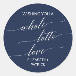 Elegant Navy Calligraphy Lottery Ticket Bevorzugun Runder Aufkleber