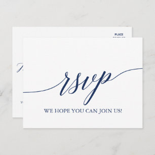 Elegant Navy Calligraphy Song Request UAWG Einladungspostkarte