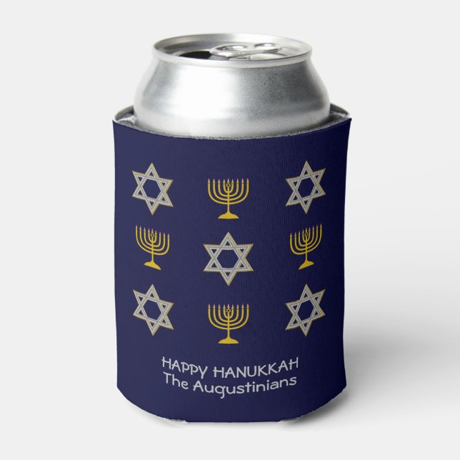 Elegant Navy Custom Hanukkah Dosenkühler (Kanne Vorderseite)