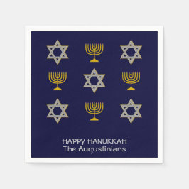 Elegant Navy Custom Hanukkah Paper Serviette