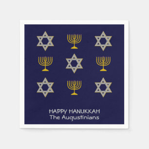 Elegant Navy Custom Hanukkah Paper Serviette