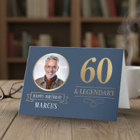 Elegant Navy & Gold 60. & Legendary Birthday