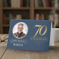Elegant Navy & Gold 70. & Legendary Birthday