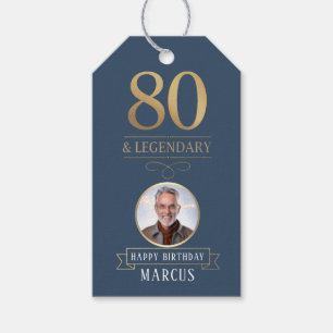 Elegant Navy & Gold 80. & Legendary Birthday Geschenkanhänger