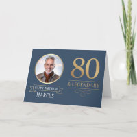 Elegant Navy & Gold 80. & Legendary Birthday