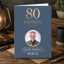 Elegant Navy & Gold 80. & Legendary Birthday