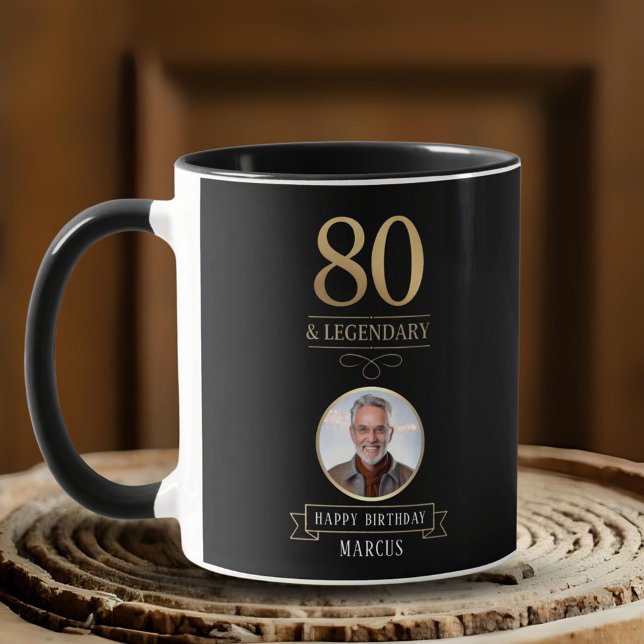 Elegant Navy & Gold 80. & Legendary Birthday Tasse (Von Creator hochgeladen)