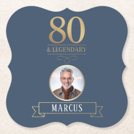 Elegant Navy & Gold 80. & Legendary Birthday Untersetzer