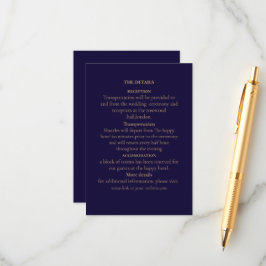 Elegant Navy& Gold Art Deco Personalized Begleitkarte