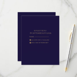 Elegant Navy& Gold Art Deco Personalized RSVP Karte