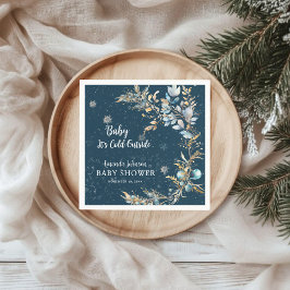 Elegant Navy Gold Baby Its Cold Outside Shower Serviette