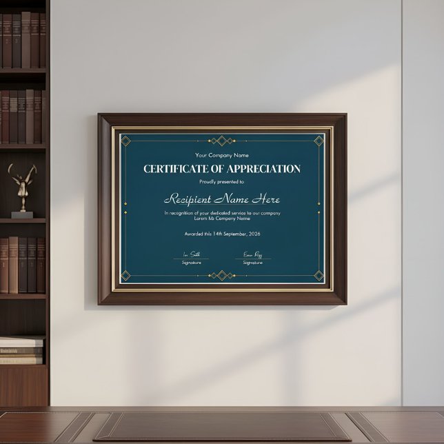 Elegant Navy Gold Certificate of Appreciation Desi (Von Creator hochgeladen)