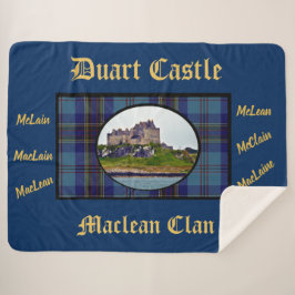 Elegant Navy & Gold Duart Castle MacLean Tartan Sherpadecke