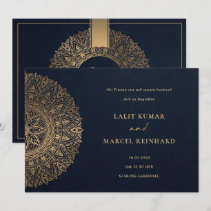 ELEGANT NAVY GOLD KLASSISCH VERSCHÖNERT MANDALA HO EINLADUNG