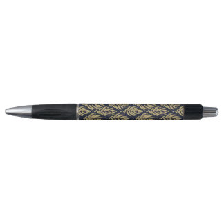 Elegant Navy Gold Leaf  Ballpoint Writing Tool Kugelschreiber