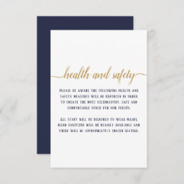 Elegant Navy Gold Script Hochzeit Sicherheit Begleitkarte