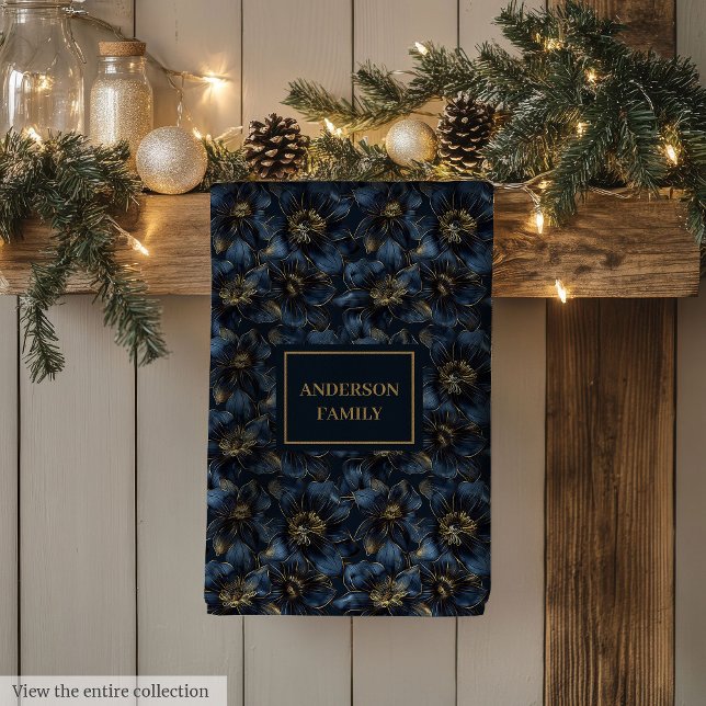 Elegant Navy Gold Towel Custom Name Kitchen Art Geschirrtuch (Elegant Navy Gold Towel Custom Name Kitchen Art)