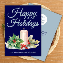 Elegant Navy Holiday Greeting Feiertagskarte