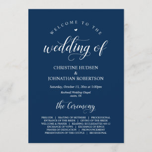 Elegant Navy Klassenskript, Hochzeitfeiertag Progr Programm