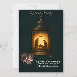 Elegant Navy Lantern Nativity Christian Christmas Feiertagskarte