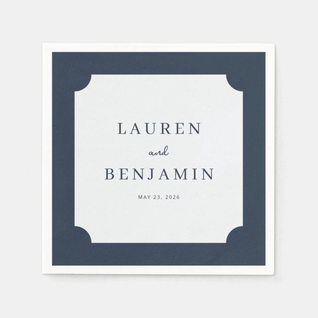 Elegant Navy Minimalist Names Serviette (Vorderseite)