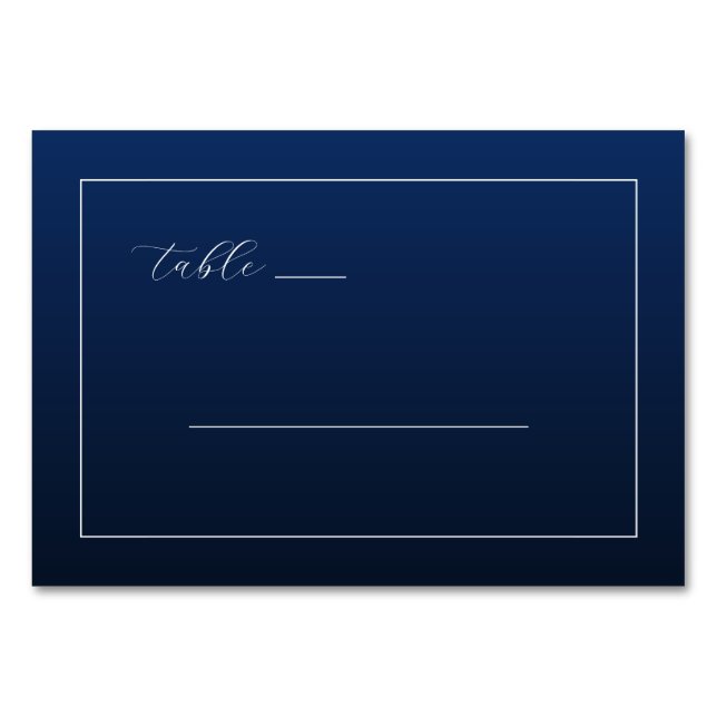 Elegant Navy Minimalist Table Card Tischnummer (Vorderseite)